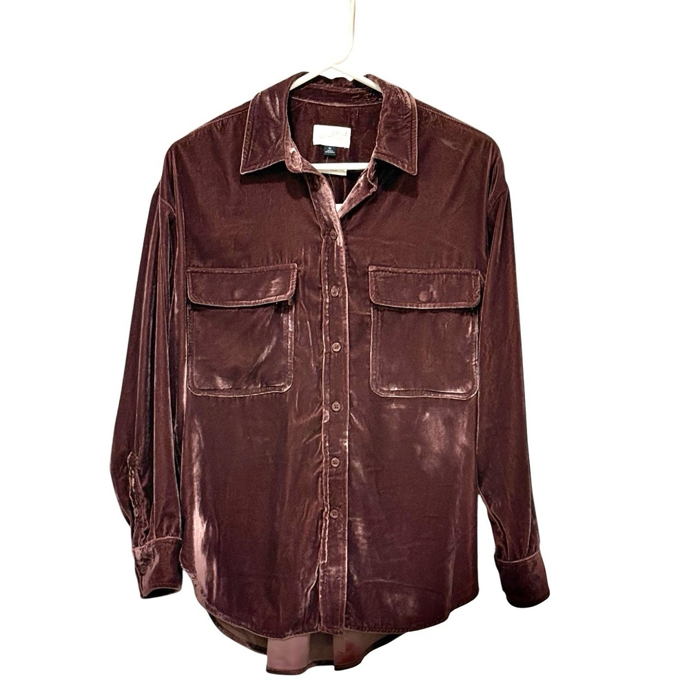 Velvet Button Oversized Velvet Shirt XS Boho Hippie Cottagecore Western NWT